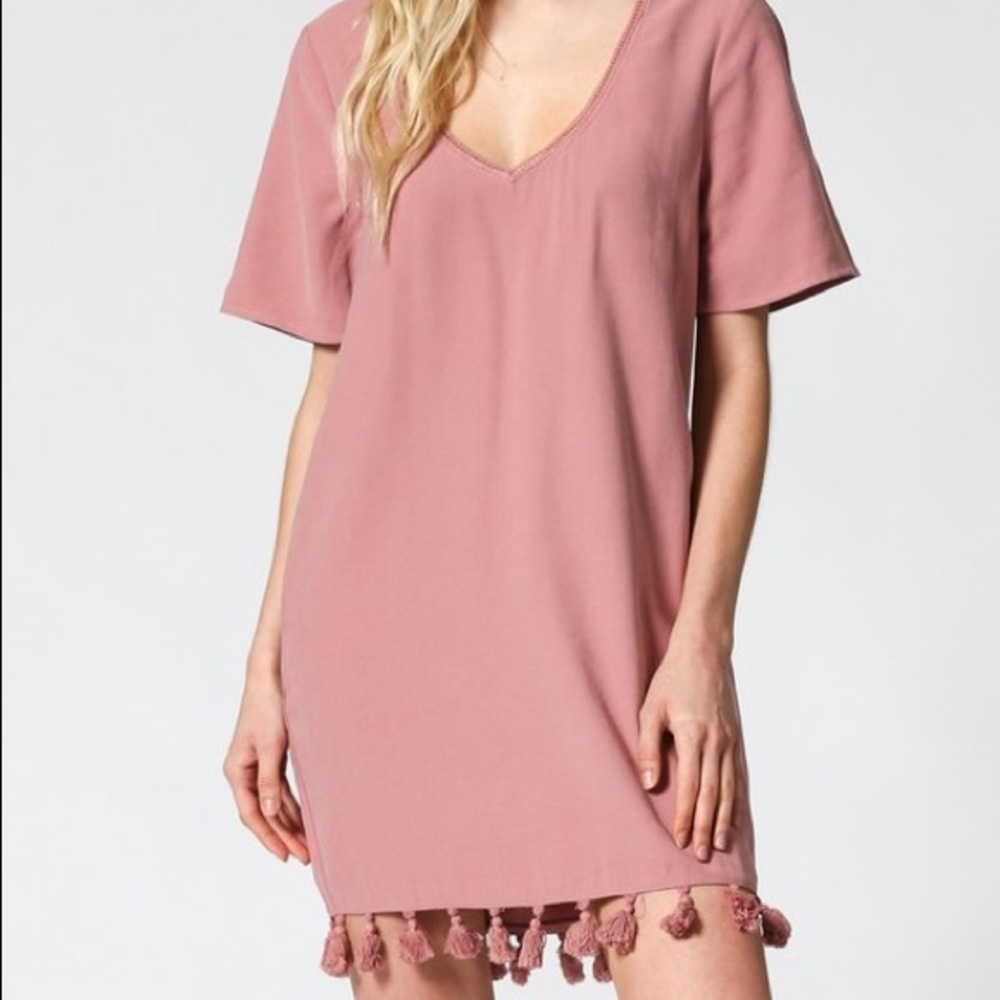 Fate Pocketed Tassel Dress - Mauve